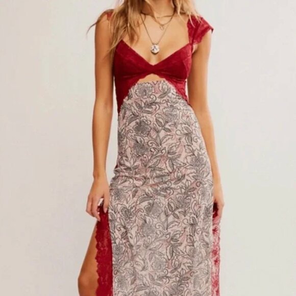 Free People Intimately Suddenly Fine Maxi Slip Dress - Medium - Red - NWOT - Picture 2 of 13